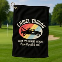 Camel Towing Halloween Retro Golf Towel