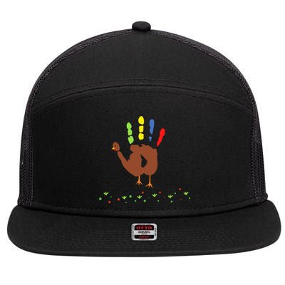 Cutest Turkey Handprint Thanksgiving 7 Panel Mesh Trucker Snapback Hat