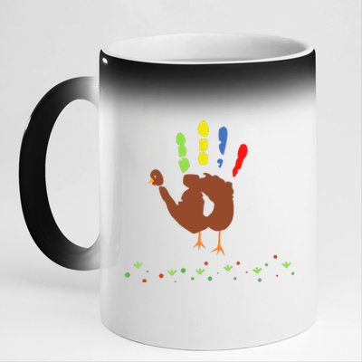 Cutest Turkey Handprint Thanksgiving 11oz Black Color Changing Mug