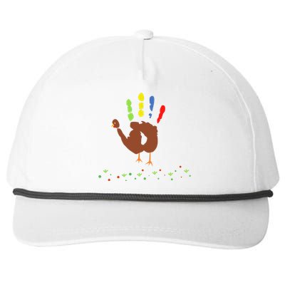 Cutest Turkey Handprint Thanksgiving Snapback Five-Panel Rope Hat