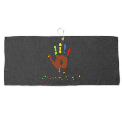 Cutest Turkey Handprint Thanksgiving Large Microfiber Waffle Golf Towel