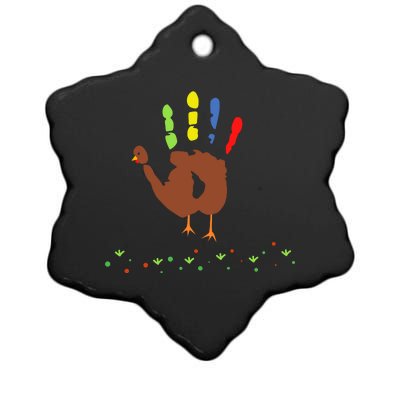 Cutest Turkey Handprint Thanksgiving Ceramic Star Ornament