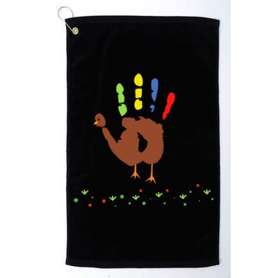 Cutest Turkey Handprint Thanksgiving Platinum Collection Golf Towel