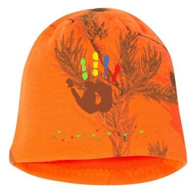 Cutest Turkey Handprint Thanksgiving Kati - Camo Knit Beanie