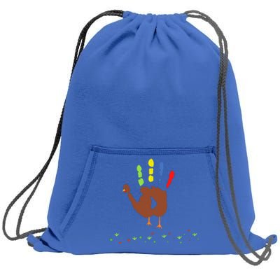 Cutest Turkey Handprint Thanksgiving Sweatshirt Cinch Pack Bag