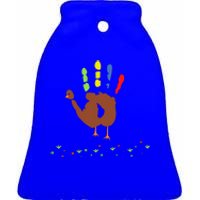 Cutest Turkey Handprint Thanksgiving Ceramic Bell Ornament