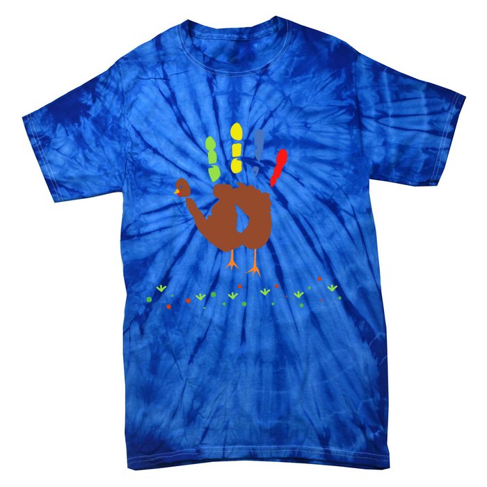 Cutest Turkey Handprint Thanksgiving Tie-Dye T-Shirt