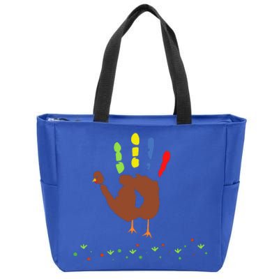 Cutest Turkey Handprint Thanksgiving Zip Tote Bag