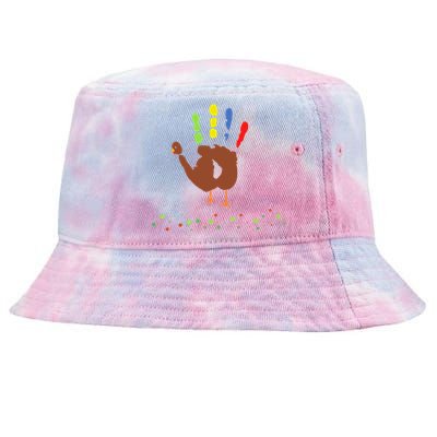 Cutest Turkey Handprint Thanksgiving Tie-Dyed Bucket Hat