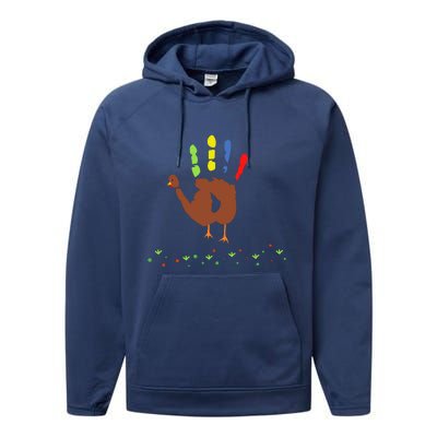 Cutest Turkey Handprint Thanksgiving Performance Fleece Hoodie