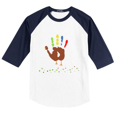 Cutest Turkey Handprint Thanksgiving Baseball Sleeve Shirt