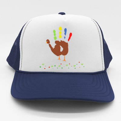 Cutest Turkey Handprint Thanksgiving Trucker Hat