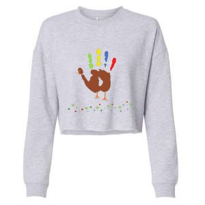 Cutest Turkey Handprint Thanksgiving Cropped Pullover Crew