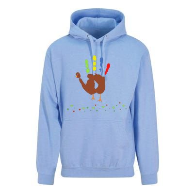 Cutest Turkey Handprint Thanksgiving Unisex Surf Hoodie