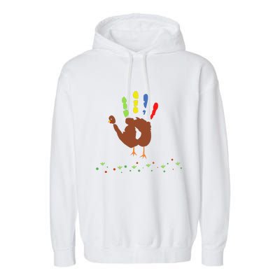 Cutest Turkey Handprint Thanksgiving Garment-Dyed Fleece Hoodie