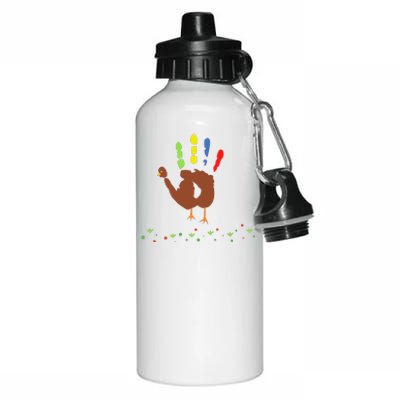 Cutest Turkey Handprint Thanksgiving Aluminum Water Bottle