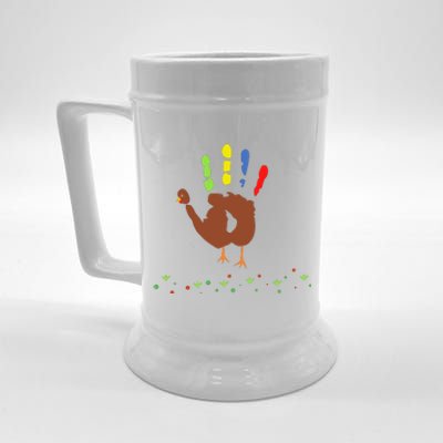 Cutest Turkey Handprint Thanksgiving Beer Stein