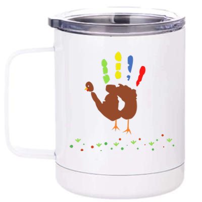 Cutest Turkey Handprint Thanksgiving 12 oz Stainless Steel Tumbler Cup