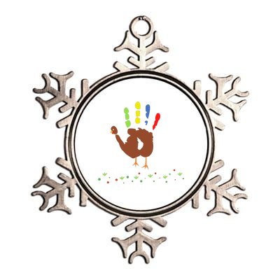 Cutest Turkey Handprint Thanksgiving Metallic Star Ornament