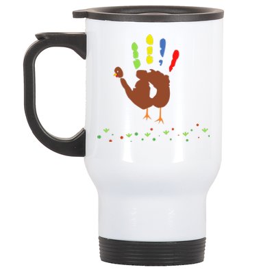 Cutest Turkey Handprint Thanksgiving Stainless Steel Travel Mug