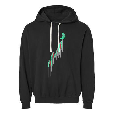 Crypto Trading Hodl Vintage Stock Chart To The Moon Garment-Dyed Fleece Hoodie