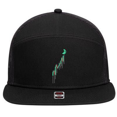 Crypto Trading Hodl Vintage Stock Chart To The Moon 7 Panel Mesh Trucker Snapback Hat