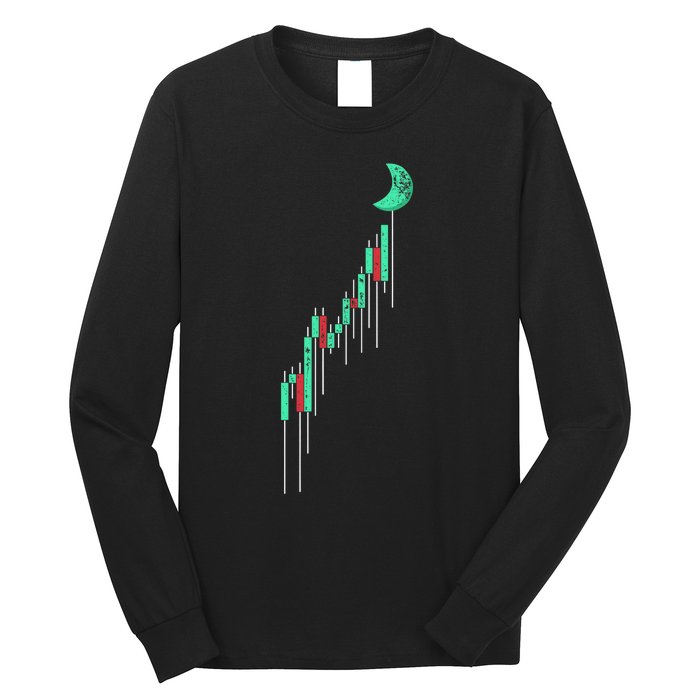 Crypto Trading Hodl Vintage Stock Chart To The Moon Long Sleeve Shirt