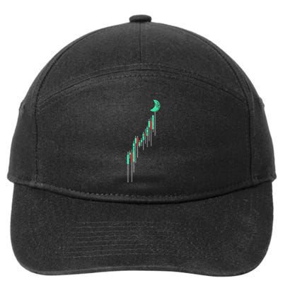 Crypto Trading Hodl Vintage Stock Chart To The Moon 7-Panel Snapback Hat