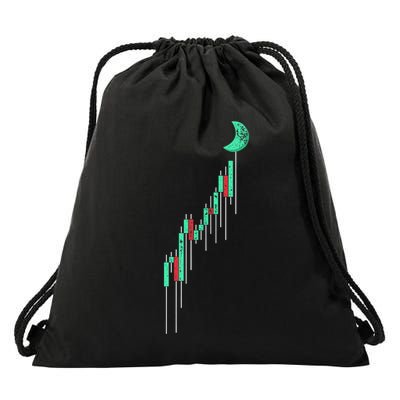 Crypto Trading Hodl Vintage Stock Chart To The Moon Drawstring Bag