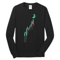 Crypto Trading Hodl Vintage Stock Chart To The Moon Tall Long Sleeve T-Shirt