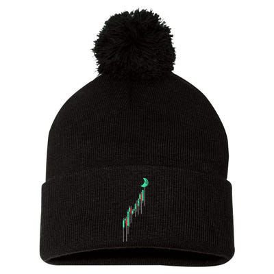 Crypto Trading Hodl Vintage Stock Chart To The Moon Pom Pom 12in Knit Beanie
