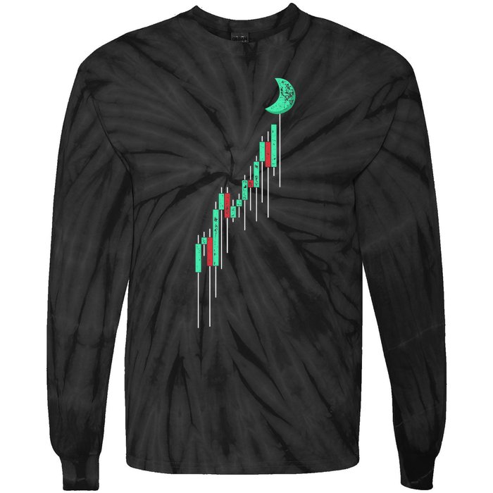 Crypto Trading Hodl Vintage Stock Chart To The Moon Tie-Dye Long Sleeve Shirt