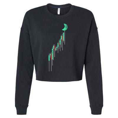 Crypto Trading Hodl Vintage Stock Chart To The Moon Cropped Pullover Crew