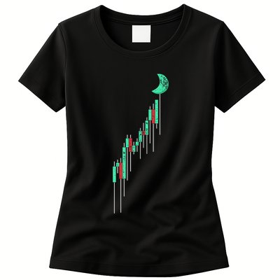 Crypto Trading Hodl Vintage Stock Chart To The Moon Womens T-Shirt