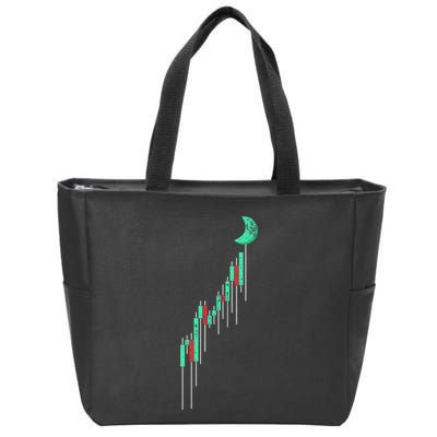 Crypto Trading Hodl Vintage Stock Chart To The Moon Zip Tote Bag