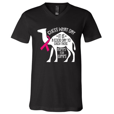 Check Those Humps Lumps Breast Cancer Awareness Warrior V-Neck T-Shirt