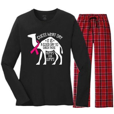 Check Those Humps Lumps Breast Cancer Awareness Warrior Women's Long Sleeve Flannel Pajama Set 