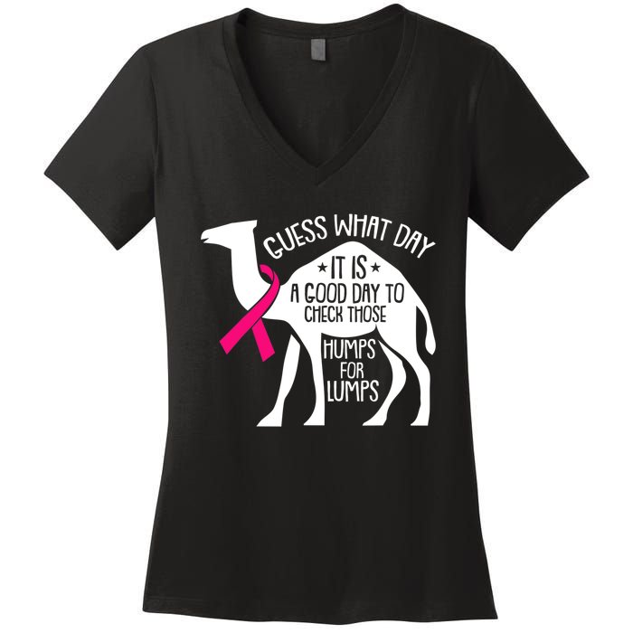 Check Those Humps Lumps Breast Cancer Awareness Warrior Women's V-Neck T-Shirt