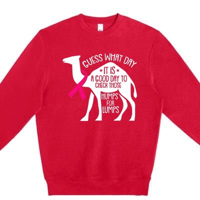 Check Those Humps Lumps Breast Cancer Awareness Warrior Premium Crewneck Sweatshirt