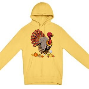 Cute Turkey Hockey Player Turkey's Day Happy Thanksgiving Gift Premium Pullover Hoodie