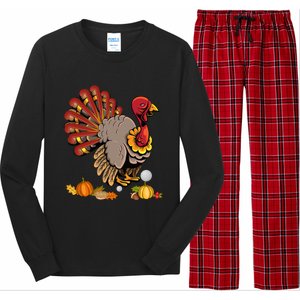 Cute Turkey Hockey Player Turkey's Day Happy Thanksgiving Gift Long Sleeve Pajama Set