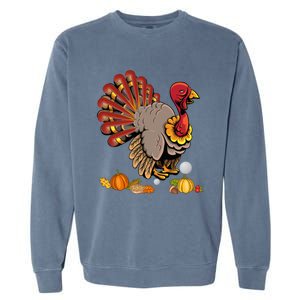 Cute Turkey Hockey Player Turkey's Day Happy Thanksgiving Gift Garment-Dyed Sweatshirt