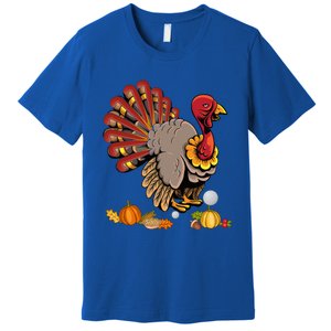 Cute Turkey Hockey Player Turkey's Day Happy Thanksgiving Gift Premium T-Shirt