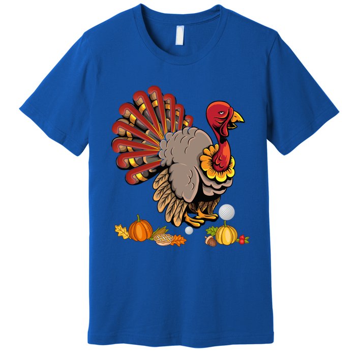 Cute Turkey Hockey Player Turkey's Day Happy Thanksgiving Gift Premium T-Shirt