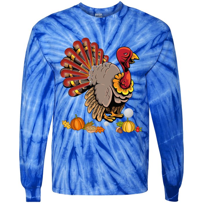 Cute Turkey Hockey Player Turkey's Day Happy Thanksgiving Gift Tie-Dye Long Sleeve Shirt