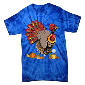 Cute Turkey Hockey Player Turkey's Day Happy Thanksgiving Gift Tie-Dye T-Shirt