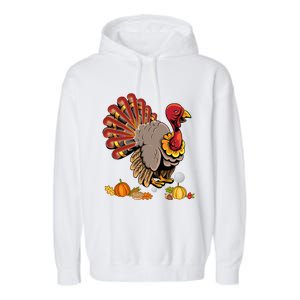 Cute Turkey Hockey Player Turkey's Day Happy Thanksgiving Gift Garment-Dyed Fleece Hoodie