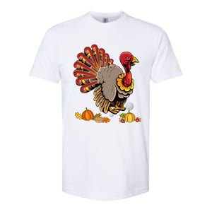 Cute Turkey Hockey Player Turkey's Day Happy Thanksgiving Gift Softstyle CVC T-Shirt