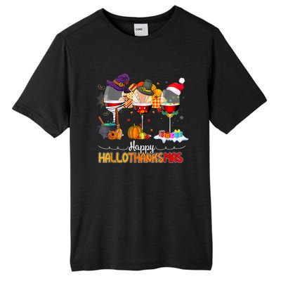 Christmas Thanksgiving Halloween Wine Happy Hallothanksmas Tall Fusion ChromaSoft Performance T-Shirt