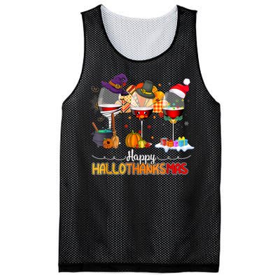 Christmas Thanksgiving Halloween Wine Happy Hallothanksmas Mesh Reversible Basketball Jersey Tank